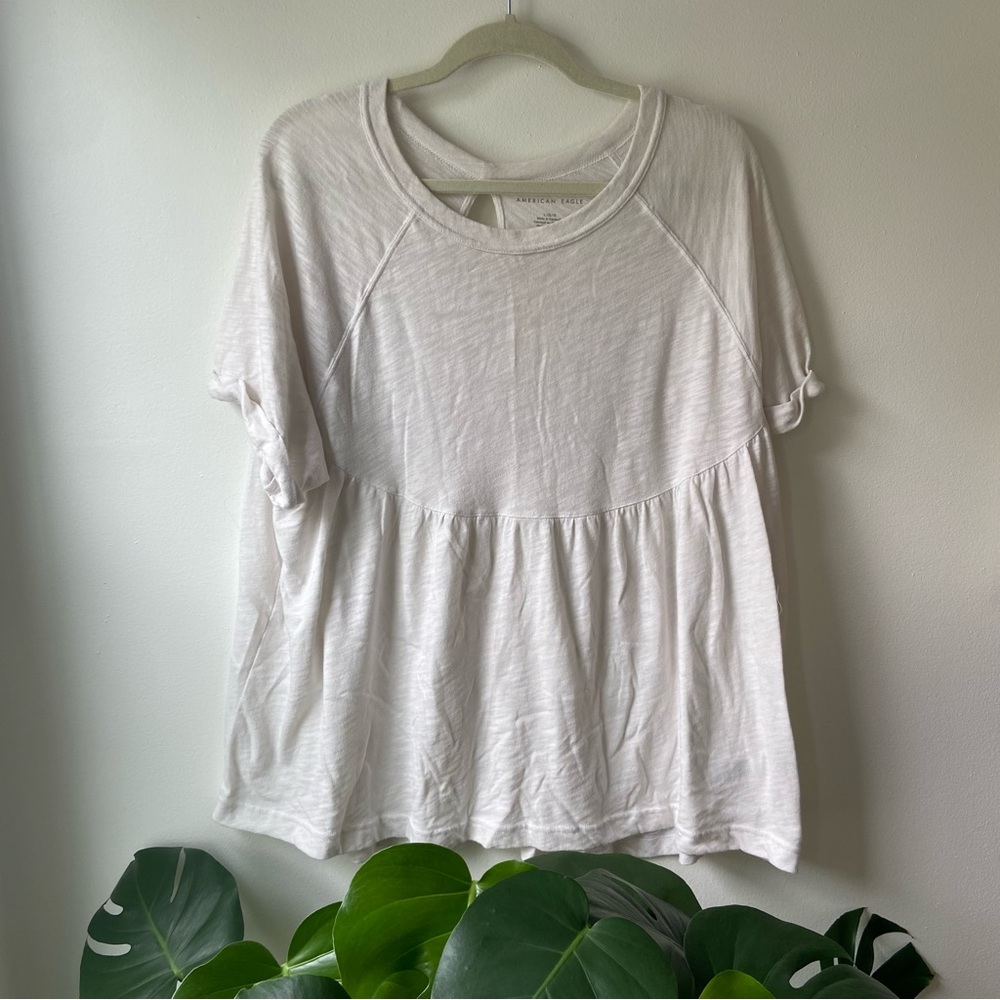 American Eagle White Peplum Women's Top